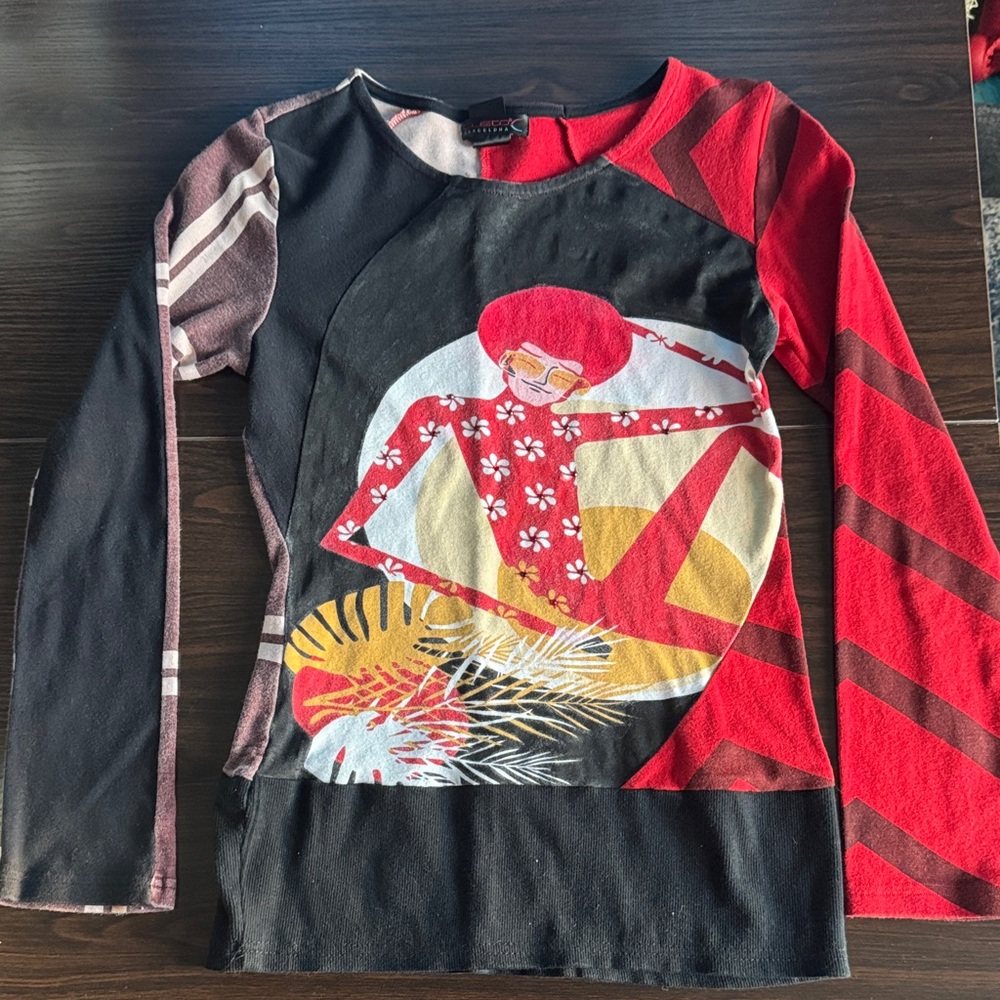 Custo Barcelona Kids Long-Sleeve Graphic Tee in Red, Black & Yellow